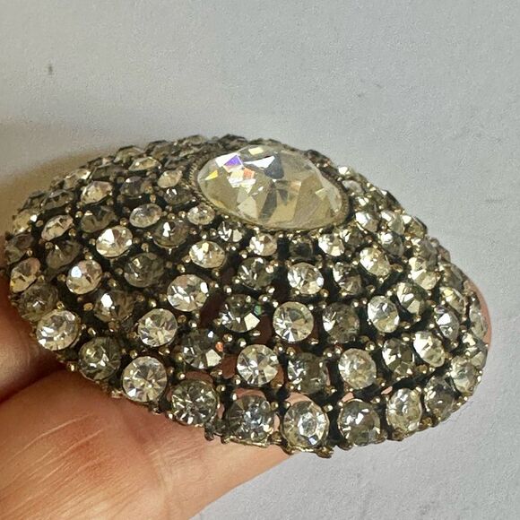 Vintage R. Mandle Rhinestone Brooch - Picture 2 of 5